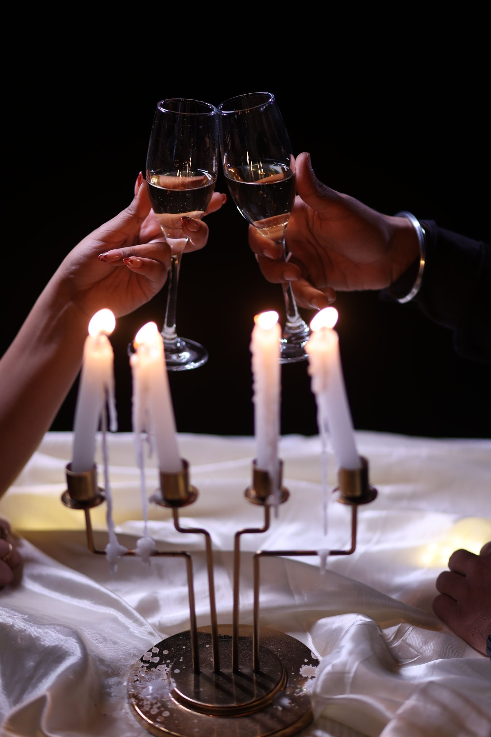 A candlelit toast