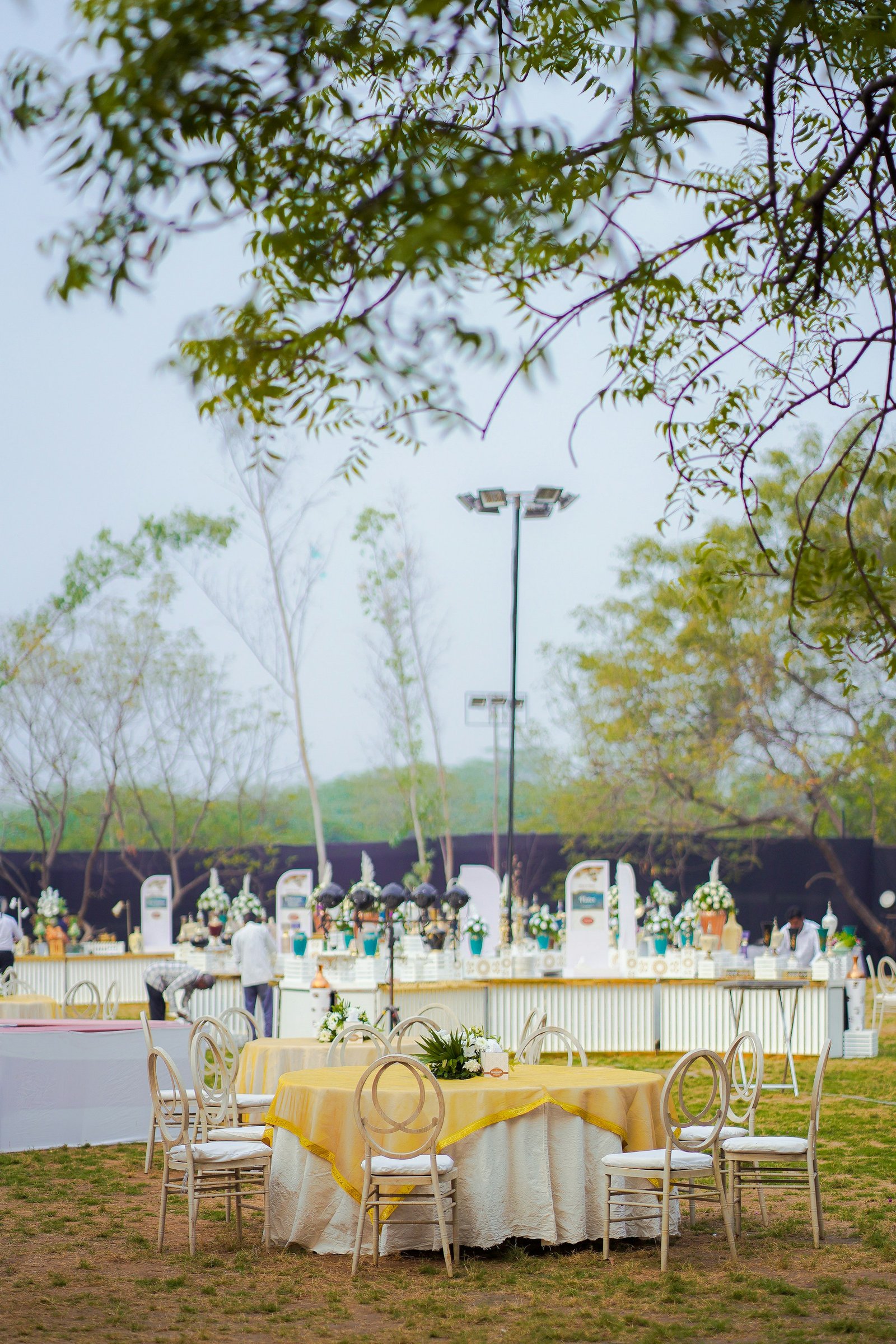 An outdoor celebration venue thoughtfully arranged for guests